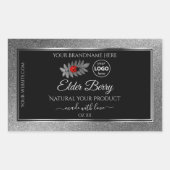 Black Silver Glitter Product Labels Ladybug Logo (Voorkant)
