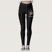 Black Silver Glitter Queen Leggings (Voorkant)