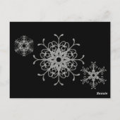 Black Silver Glitter Snowflakes Tafelnummer Kaart (Achterkant)