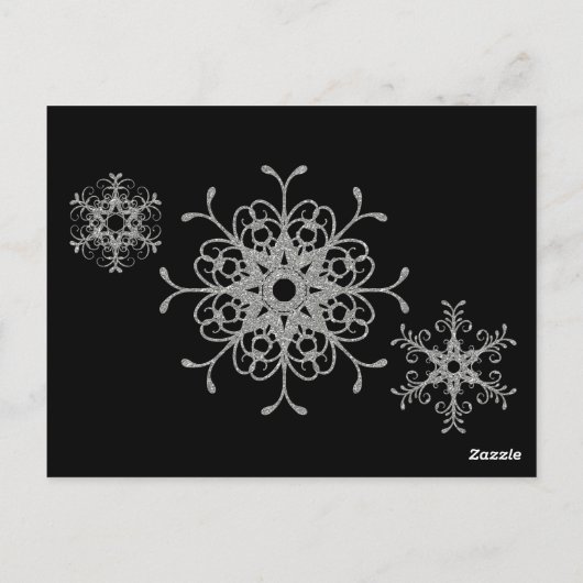 Black Silver Glitter Snowflakes Tafelnummer Kaart (Achterkant)