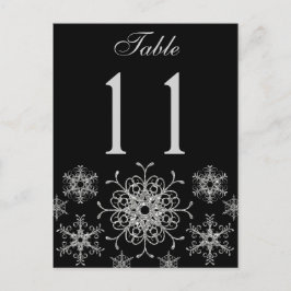 Black Silver Glitter Snowflakes Tafelnummer Kaart