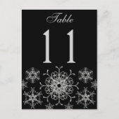 Black Silver Glitter Snowflakes Tafelnummer Kaart (Voorkant)