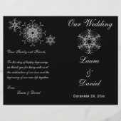 Black, Silver Glitter Snowflakes Wedding Programme (Voorkant)
