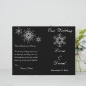 Black, Silver Glitter Snowflakes Wedding Programme (Staand voorkant)