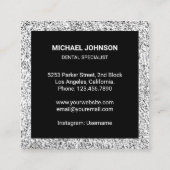 Black Silver Glitter Tooth Dental Clinic Dentist Vierkante Visitekaartje (Achterkant)