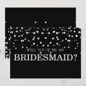 Black Silver Glitter zal je mijn Bridesmaid zijn Kaart (Voorkant / Achterkant)