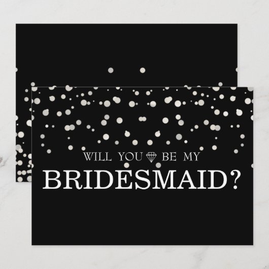 Black Silver Glitter zal je mijn Bridesmaid zijn Kaart (Voorkant / Achterkant)
