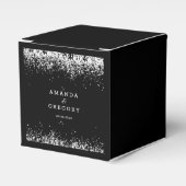Black Silver | Glittering Weddenschap Bedankdoosjes (Voorkant Zijde)