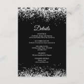 Black Silver Glittering Weddenschap-kaart Informatiekaartje (Voorkant)