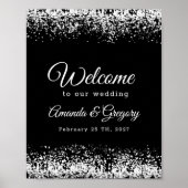 Black Silver Glittering Weddenschap Welkomstteken Poster (Voorkant)