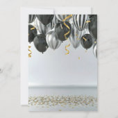 Black Silver Gold Confetti New Year's Eve Party Kaart (Achterkant)