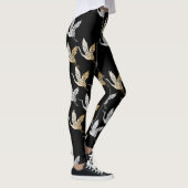Black Silver Gold Crane Japans patroonpatroon Leggings (Rechts)