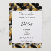 Black Silver Gold Glam Abstract Birthday Kaart (Voorkant / Achterkant)
