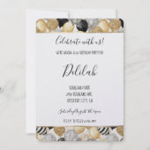 Black Silver Gold Glam Balloons Birthday Kaart (Voorkant)