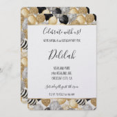 Black Silver Gold Glam Balloons Birthday Kaart (Voorkant / Achterkant)