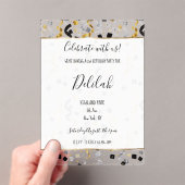 Black Silver Gold Glam Confetti Birthday Acryl Uitnodigingen (Insitu (Draagbaar))