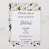 Black Silver Gold Glam Confetti Birthday Kaart (Voorkant / Achterkant)