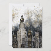 Black Silver Gold Glam Firework City Birthday Kaart (Achterkant)