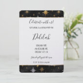 Black Silver Gold Glam Firework Stars Birthday Kaart (Staand voorkant)
