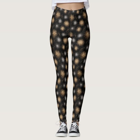 Black Silver Gold Sparkle Leggings (Voorkant)