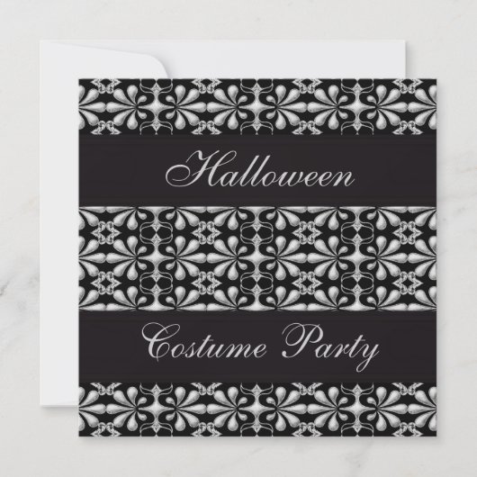 Black & Silver Gothic Elegance Halloween Party Kaart (Voorkant)