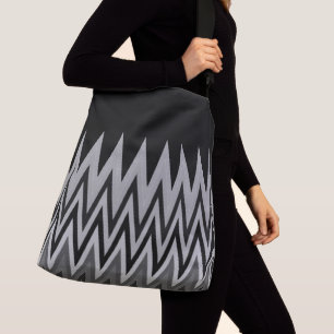 Black Silver Gray Chevron Pattern Crossbody Tas