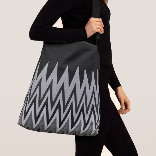 Black Silver Gray Chevron Pattern Crossbody Tas (Dichtbij)