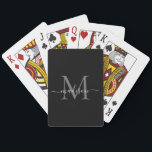 Black Silver Gray Monogram Stylish Script Name Pokerkaarten<br><div class="desc">Classic Elegant Modern Black Silver Gray Monogram Stylish Script Name Playing Cards</div>