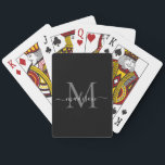 Black Silver Gray Monogram Stylish Script Name Pokerkaarten<br><div class="desc">Classic Elegant Modern Black Silver Gray Monogram Stylish Script Name Playing Cards</div>