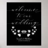 Black & Silver Greenery Welkom bij ons huwelijk Poster (Voorkant)