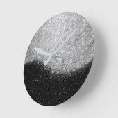 Black Silver Grey Glitter Minimal Ombre Elegant Ronde Klok (Hoek)