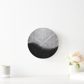 Black Silver Grey Glitter Minimal Ombre Elegant Ronde Klok (Huis)