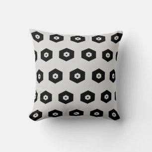 Black & Silver Grey Hexagon Pattern Kussen
