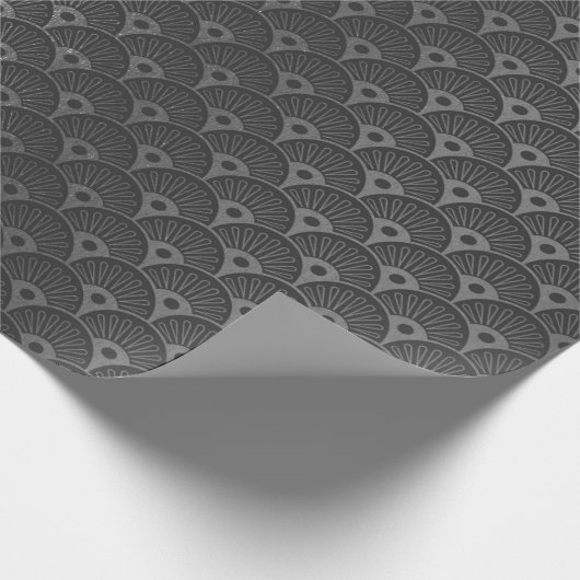 Black Silver Grey Metallic Seashells Art Deco Cadeaupapier (Hoek)