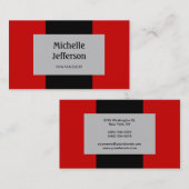 Black Silver Grey Red Stripe Pattern Visitekaartje (Voorkant / Achterkant)