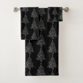 Black & Silver Holiday Trees Bad Handdoek (Insitu)