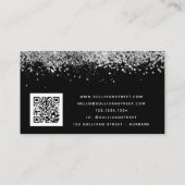 Black Silver Holographic Glitter QR Code Visitekaartje (Achterkant)