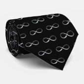 Black & Silver Infinity Pattern Necktie. Stropdas (Opgerold)