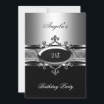 Black Silver Jewel 21st Elegant Birthday Party Kaart<br><div class="desc">Fantastische Elegant Events for Women, Girls, Party Invites voor alle leeftijden, pas je aan op de leeftijd die je wilt! 21ste uitnodiging van de Birthday Party, 20e uitnodiging van de Birthday Party, 30e uitnodiging van de Birthday Party, 40e uitnodiging van de Birthday Party, 50e uitnodiging van de Birthday Party, 60e...</div>