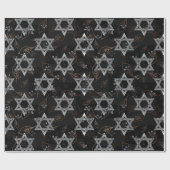 Black Silver Jewish Star Design Wrapping Paper Cadeaupapier (Vlak)