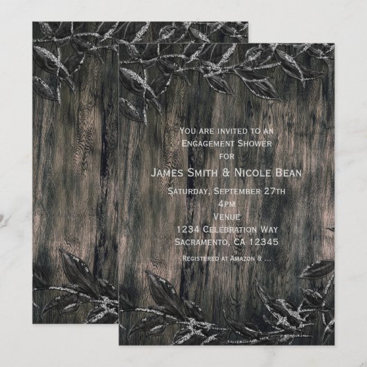 Black & Silver laat donkere elegantie uitnodiginge Kaart (Voorkant / Achterkant)