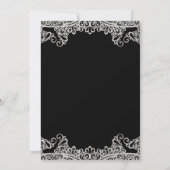 Black & Silver Lace Elegant Quinceañera Party Kaart (Achterkant)