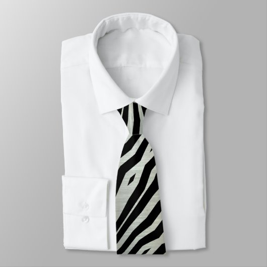 Black & silver Lava Zebra pattern Mens Tie Stropdas (Gebonden)
