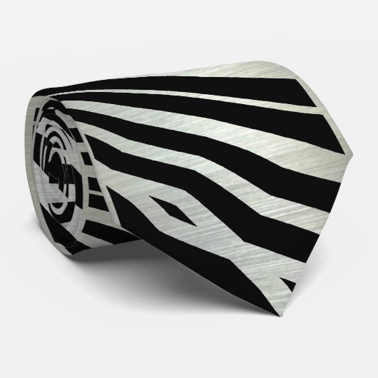 Black & silver Lava Zebra pattern Mens Tie Stropdas (Opgerold)