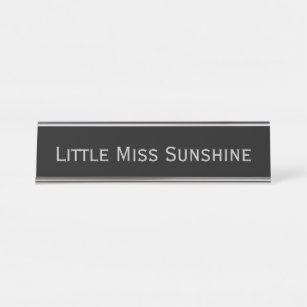 Black Silver 'Little Miss Sunshine' Funny Pun Bureau Naambordje