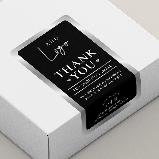 Black & Silver Logo Zakelijke bestelling Bedankt Etiket