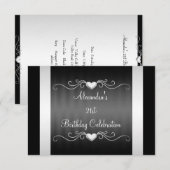 Black Silver Love Hearts 21st Birthday Event 2 Kaart (Voorkant / Achterkant)