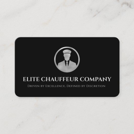 Black Silver Luxury Chauffeur Bewerkbare Logo Visitekaartje (Voorkant)