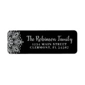 Black Silver Mandala Snowflake Label (Voorkant)