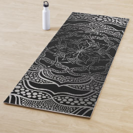 Black & Silver Mandala Stylish Chic Classy Boho Yogamat